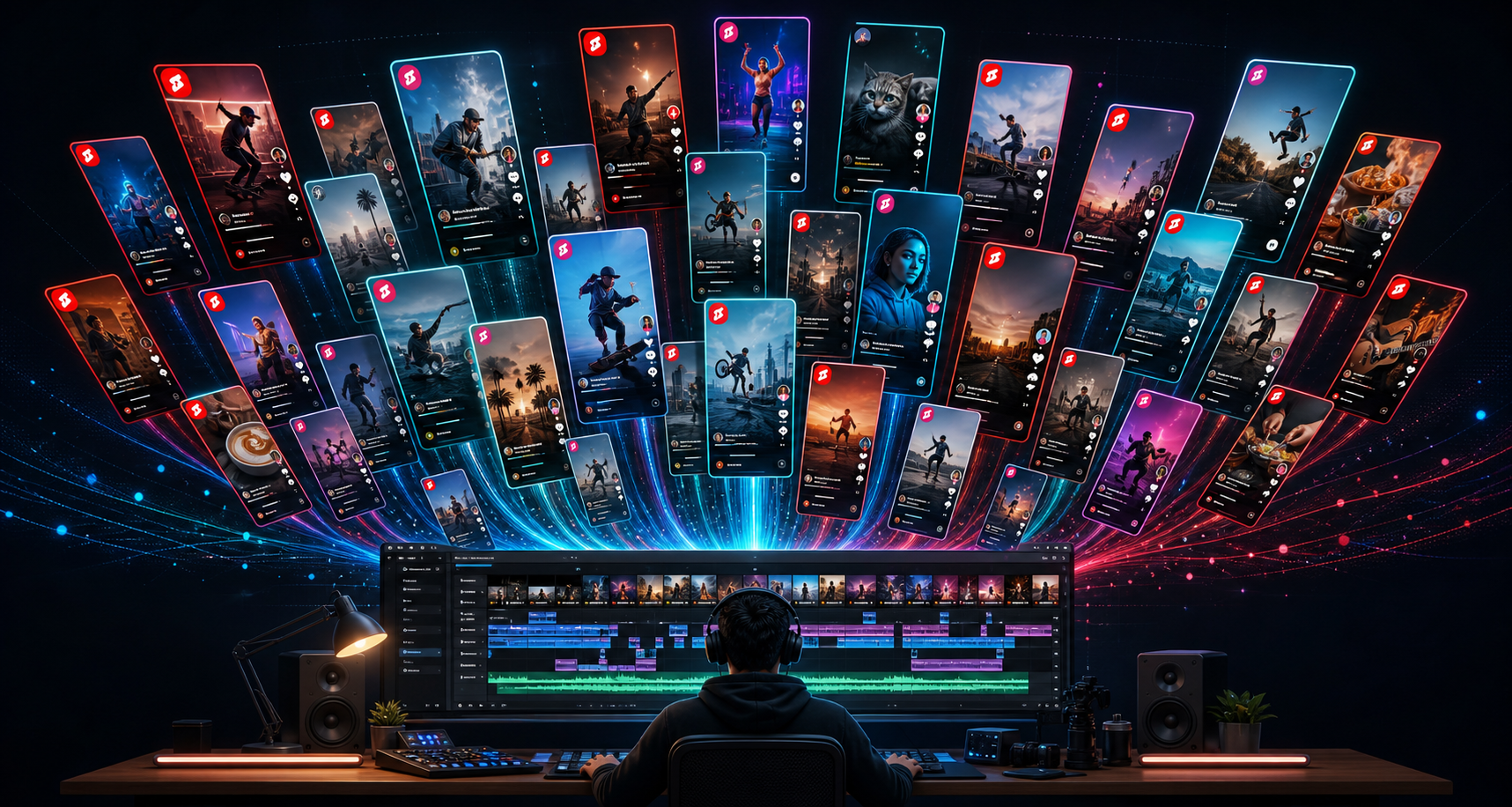 Videoblitz shorts publishing pipeline showing clips moving through platform-ready outputs